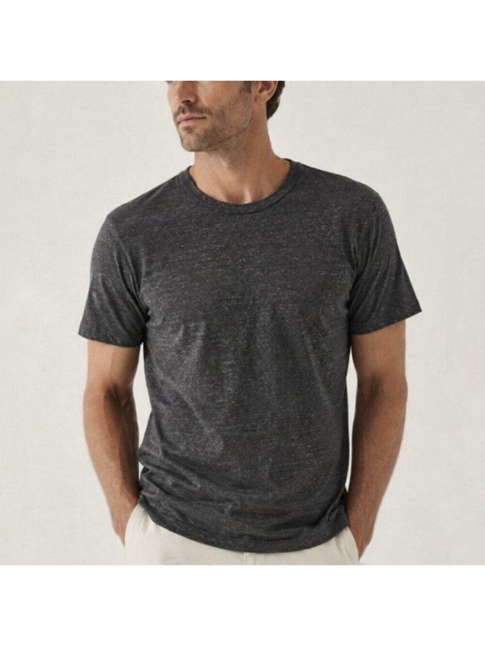 Buck Mason Charcoal Gray Heather Short Sleeve Shirt Cotton Blend Men’s Sz Large